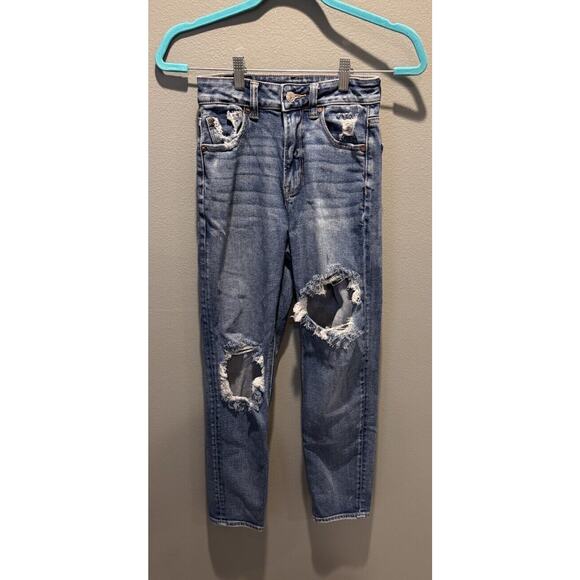 American Eagle Mom Straight Jean Medium Wash Size 00 Women's - Picture 1 of 7